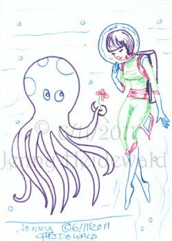 Space Babe and Octopus by Jenny Heidewald